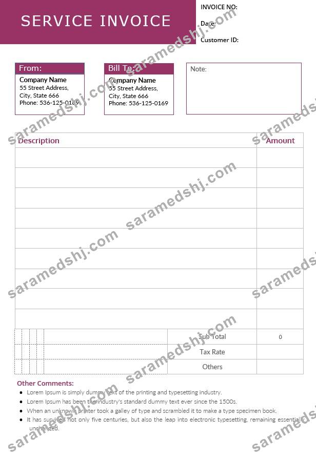 Editable Service Invoice Template